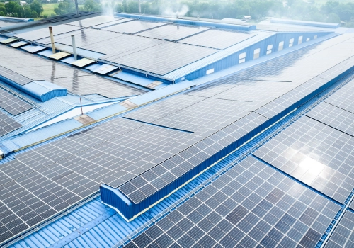Solar panels on top of manufacturing site
