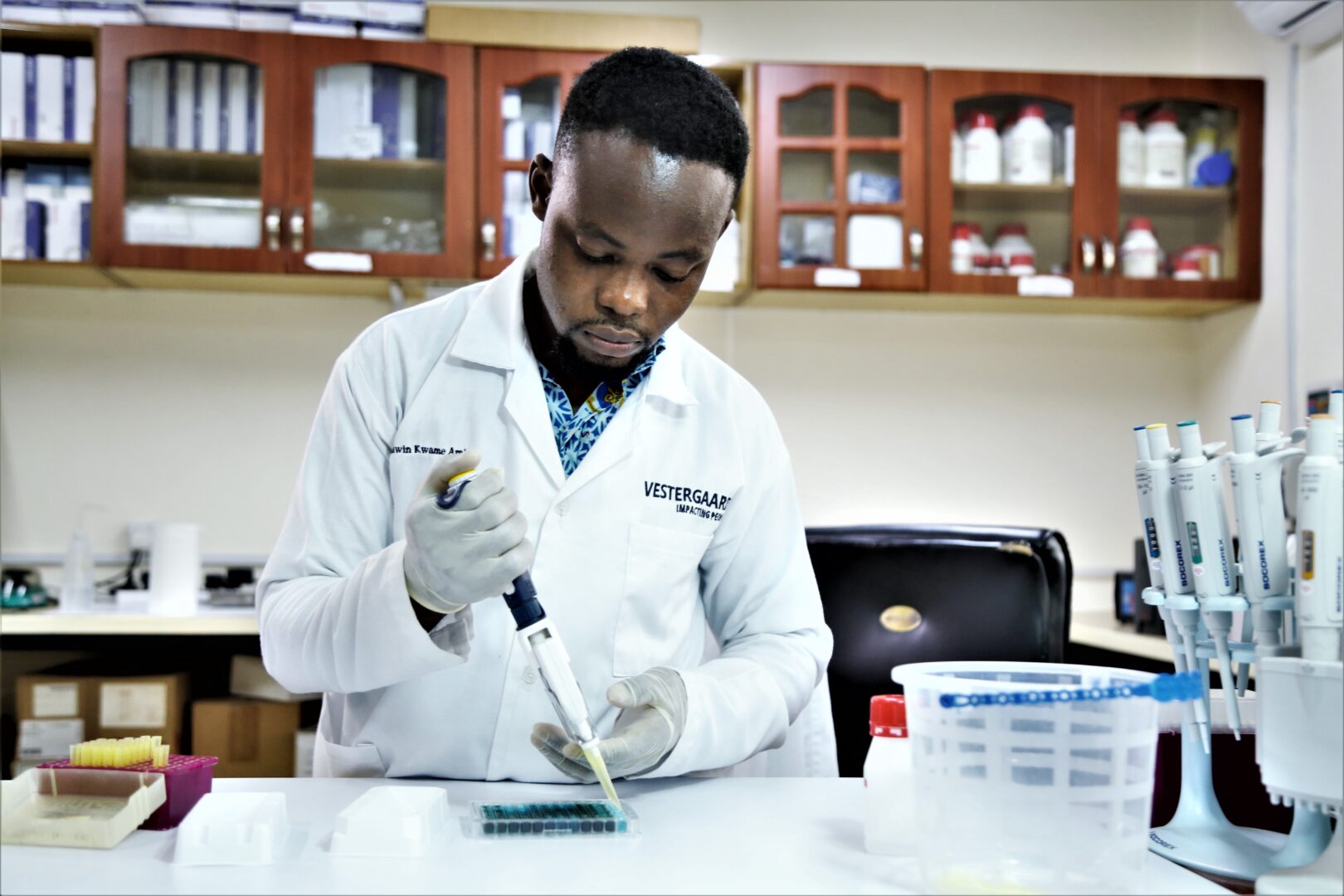 Scientist in lab in Africa